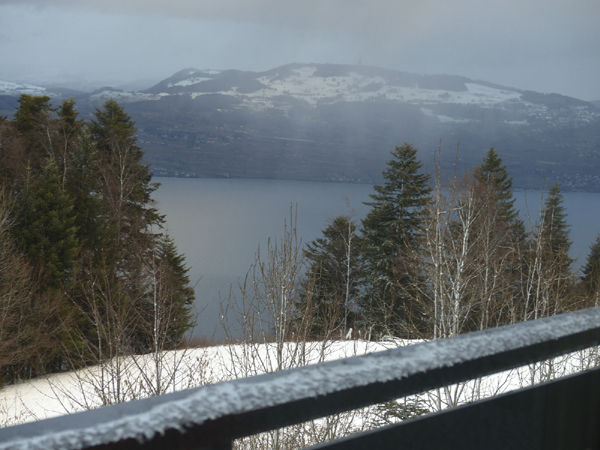 Vue du lac en hiver depuis la pièce le balcon
