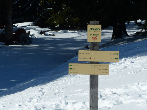 Indicateur du départ de la boucle ski nordique - boucle de ski de fond / ski nordique de Thollon Les Mémises